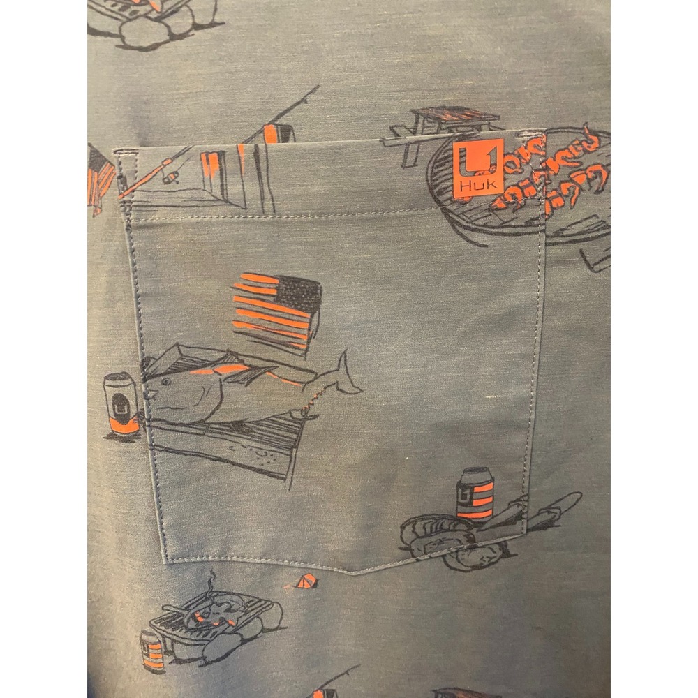Huk Americooking Kona Performance Mens 2XL Fishing Shirt - Picture 2 of 6